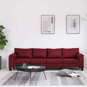 287098 vidaXL Canapea cu 4 locuri, roșu vin, material textil