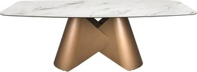 Masa ovala din otel si marmura portelanata Bronze 240x120cm