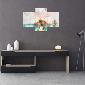 Tablou - Maldive, debarcader din lemn (90x60 cm)