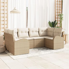 vidaXL Set de canapele pentru grădină 6 pcs Bej Rattan poli