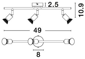 Plafonirea cu 3 spoturi design minimalist LUP negru