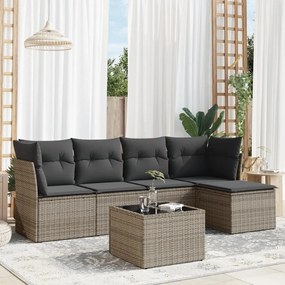 3217570 vidaXL Set mobilier grădină cu perne, 6 piese, gri, poliratan