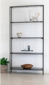 Bibliotecă neagră din metal 80x170x36 cm Vita – House Nordic