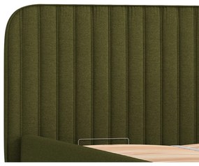 Pat matrimonial verde tapițat cu spațiu de depozitare cu somieră 180x200 cm Noto – Maison de Rêve