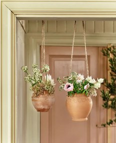 Ghiveci suspendat din lut, sculptat manual, finisaj natural teracotă, Ø 12,5 x H 12,5 cm, „Hanging Planter"