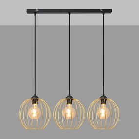 Lustră pe cablu MERCURE 3xE27/15W/230V auriu/negru