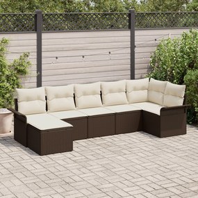 vidaXL Set de canapele pentru grădină cu pernă 7 pcs Maro Rattan poli