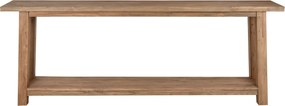 Consolă din lemn de tec reciclat, natur, cu raft inferior și picioare masive, aspect rustic, finisaj natural, 90 x 240 x 46 cm, „Margaux”