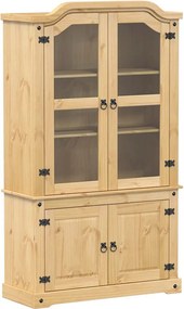 vidaXL Vitrină din sticlă „Corona” 103,5x42x180 cm, lemn masiv de pin