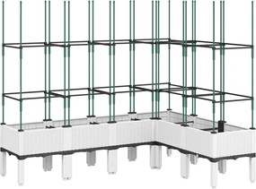 vidaXL Jardinieră de grădină cu spalier, alb, 160x120x142,5 cm PP