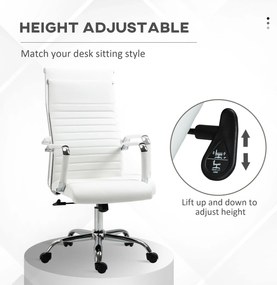 Vinsetto Scaun de birou ergonomic din piele ecologică, cu rotire și balans, 54x62x104-114 cm, alb | Aosom Romania