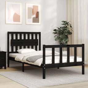 3192420 vidaXL Cadru de pat cu tăblie, negru, 100x200 cm, lemn masiv
