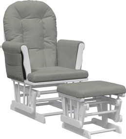 vidaXL Scaun glisant cu taburet, gri deschis, material textil