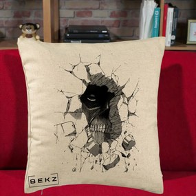 Perna Personalizata Attack on Titan Titan Crapand Zidul, 40x40 cm, Bej, Husa Detasabila, Perna Inclusa, BEKZ®