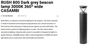 Stalp LED iluminat exterior simetric 360º wide IP65 RUSH 80cm 3000K CASAMBI