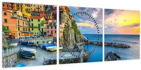 Tablou - Satul mediteranean (cu ceas) (90x30 cm)