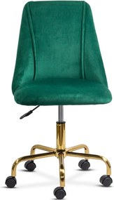 Scaun de birou pentru copii elegant verde cu baza aurie si catifea OFF 642