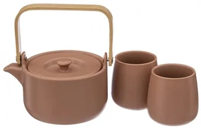Set ceainic si 2 cani SG Alicante, ceramica, maro, 500 ml