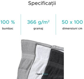 Prosop BIBAZ 50x100 cm, gri deschis 100% bumbac