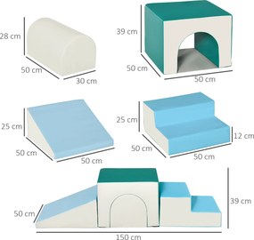 HOMCOM Set de 4 Blocuri Moi de Construcție pentru Copii, Joc Modulabil pentru Copii 1-3 Ani, 150x50x39 cm, Multicolor | Aosom Romania
