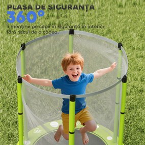 AIYAPLAY Trambulină pentru Copii 3-6 Ani cu Plasă de Siguranță, Փ140x190 cm, Verde | Aosom Romania