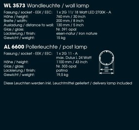 Aplica iluminat exterior din fier forjat, WL 3573
