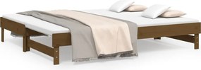 vidaXL Pat de zi extensibil, maro miere 2x(100x200) cm lemn masiv pin