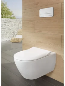 Pachet vas WC rimless suspendat + bideu suspendat, Villeroy&amp;Boch Subway 2.0, DirectFlush, cu capac WC inchidere lenta