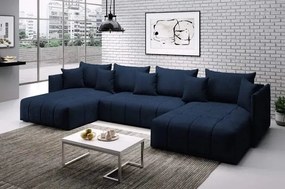 Colțar extensibil dumonde cu ladă de depozitare si sezut confortabil din spuma high-density, Malta U Royal Blue 340x185 cm