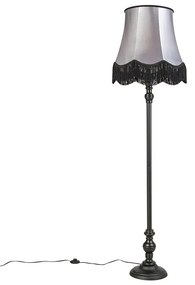 Lampă de podea neagră cu abajur „bunicuță” negru cu gri - Classico