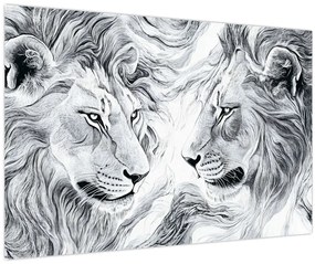 Tablou - Capete de lei desenate (90x60 cm)