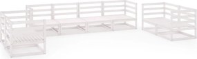 vidaXL Set mobilier de grădină, 8 piese, alb, lemn masiv de pin