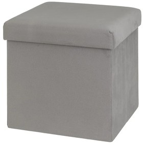 Taburet gri deschis cu tapițerie din catifea Estela – Casa Selección