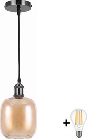 BRILAGI -LED Lustră pe cablu RETRO GLASS 1xE27/60W/230V Ø 14 cm negru/maro fumuriu