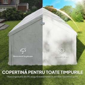Outsunny Cort pentru Petreceri 4x6 m cu Ferestre și 4 Pereți Laterali Demontabili, din Oțel și PE, Alb | Aosom Romania