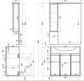Dulap inferior Bianca Plus 75 cu lavoar, culoare stejar sonoma