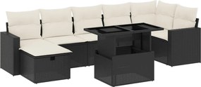 vidaXL Set mobilier de grădină cu perne, 8 piese, negru, poliratan