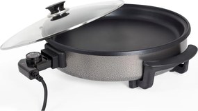 Tigaie electrica rotunda ZİLAN ZLN7870, pizza grill, diametru 38 cm, 1500 W, capac sticla, material non stick