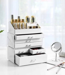 Organizator cosmetica/machiaj cu 6 sertare Alb