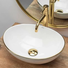 Lavoar alb auriu pe blat Rea Sofia Gold Edge 41 cm