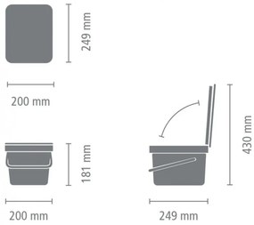 Brabantia Coș de colectare selectivă a deșeurilor Sort&Go 1005514, 6 l, Mâner, Montabil pe perete, Gri deschis
