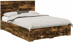 vidaXL Cadru de pat Stejar fumuriu 140 x 200 cm Lemn compozit