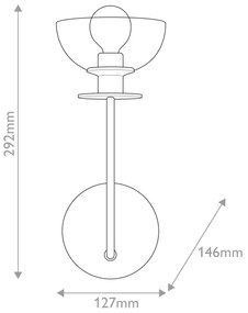Lampă de perete Alora Mood ALM-SYLVIA-1WB-BK-CL SYLVIA 1xE14/40W/230V negru