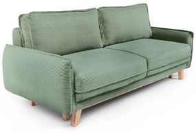 Canapea verde-deschis extensibilă cu tapițerie din catifea reiată 218 cm Tori – Bonami Selection