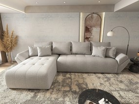 Colțar extensibil dumonde cu ladă de depozitare si sezut confortabil din spuma high-density, Berlin XL Euphoria Dove 350x185 cm