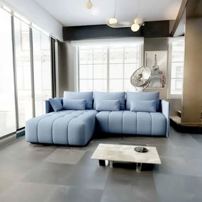 Colțar extensibil dumonde cu ladă de depozitare si sezut confortabil din spuma high-density, Malta Enjoy Blue 235x185 cm