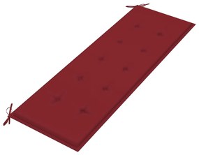 Banca de gradina, perna rosu vin, 150 cm, lemn masiv tec 1, Bordo, 150 cm, 150 cm