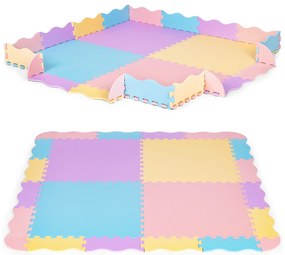 Covor puzzle din spumă cu gard 141,5x141,5 cm 24 piese