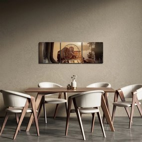 Tablou - Natura moartă, pescuit (cu ceas) (90x30 cm)
