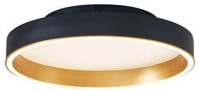 Plafonieră de design neagră cu auriu 40cm, incl. LED și întrerupător cu 3 trepte - Ingo